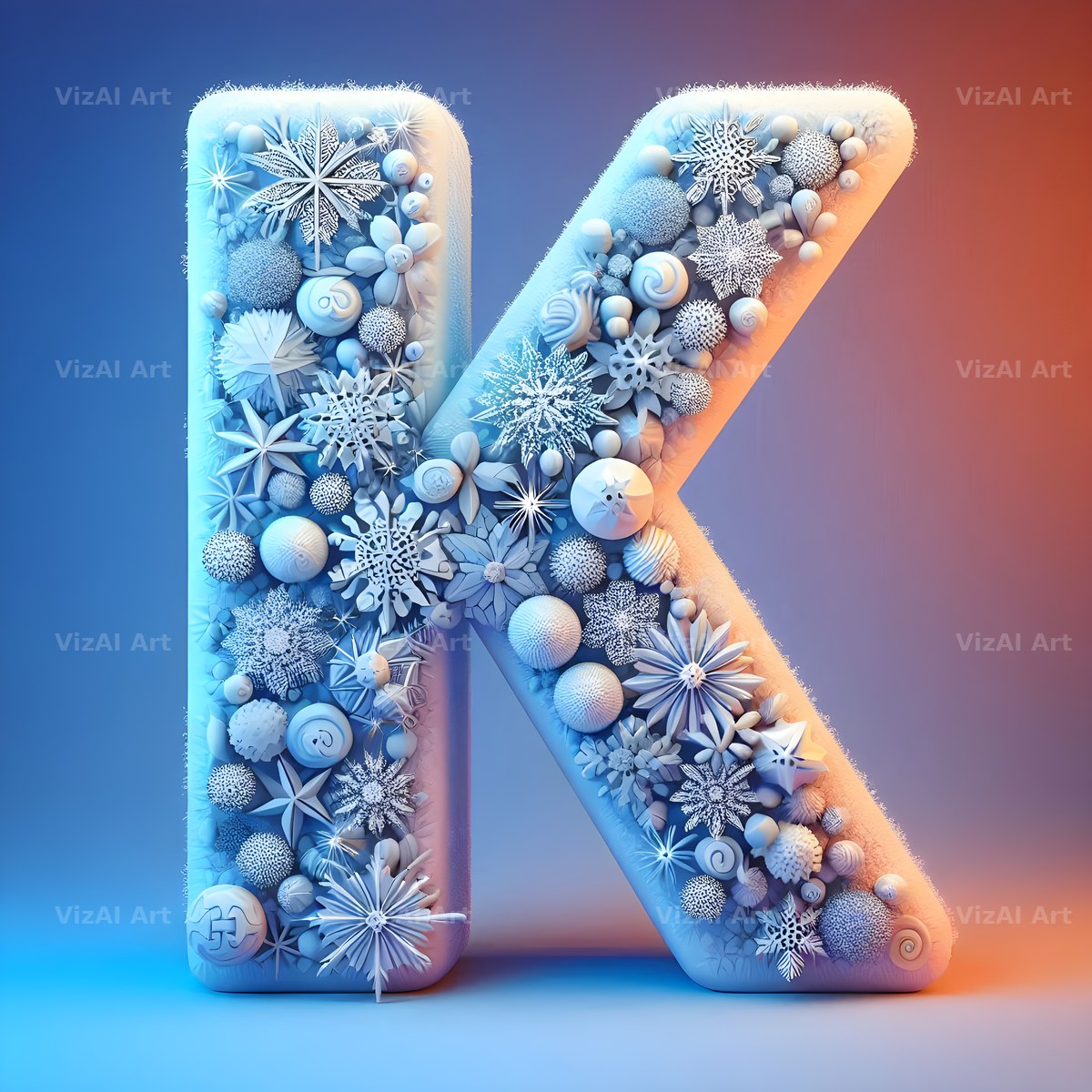 Snow alphabet letter K