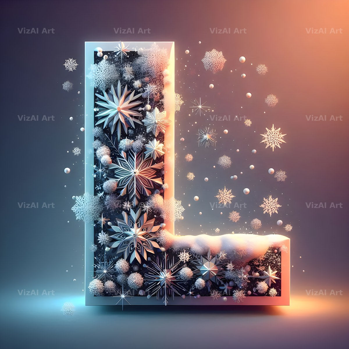 Snow alphabet letter L