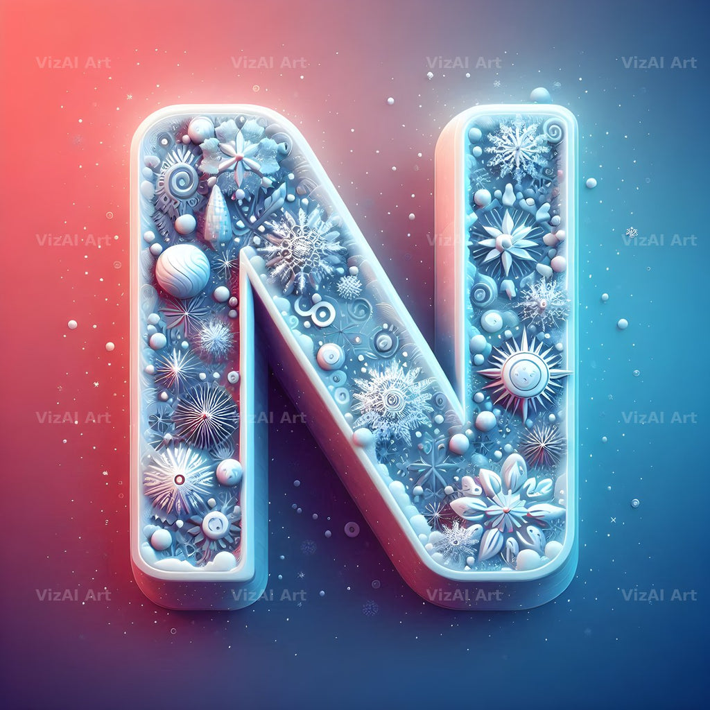 Snow alphabet letter N