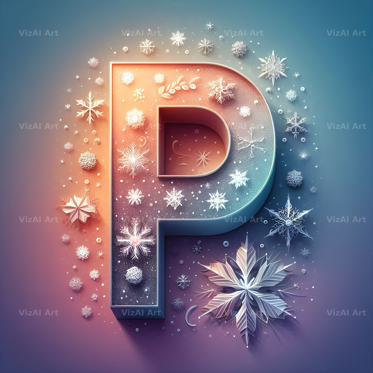 Snow alphabet letter P