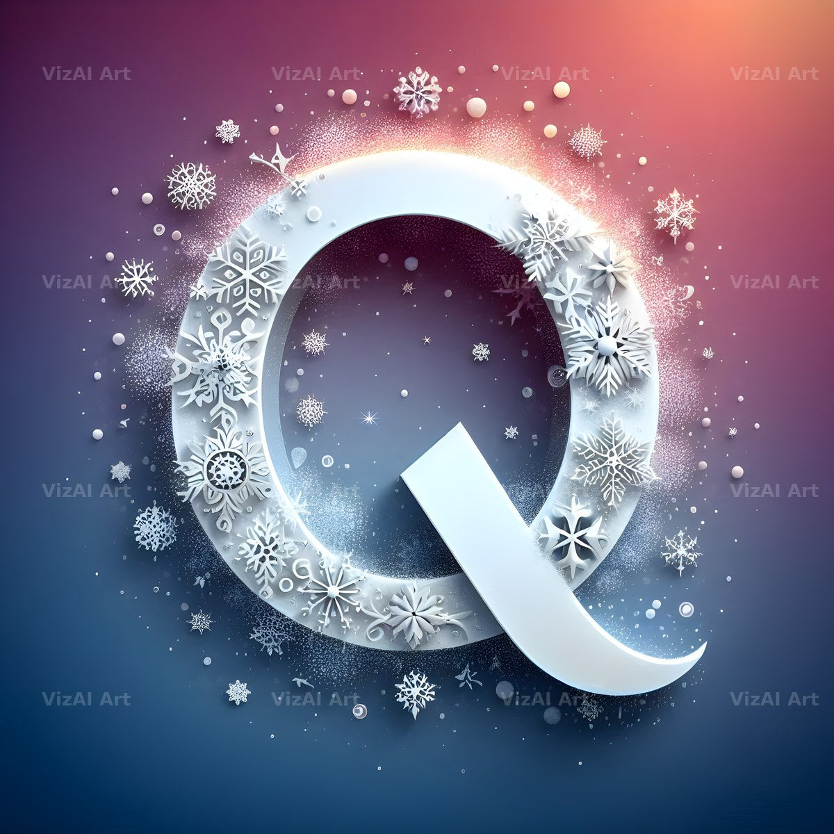 Snow alphabet letter Q