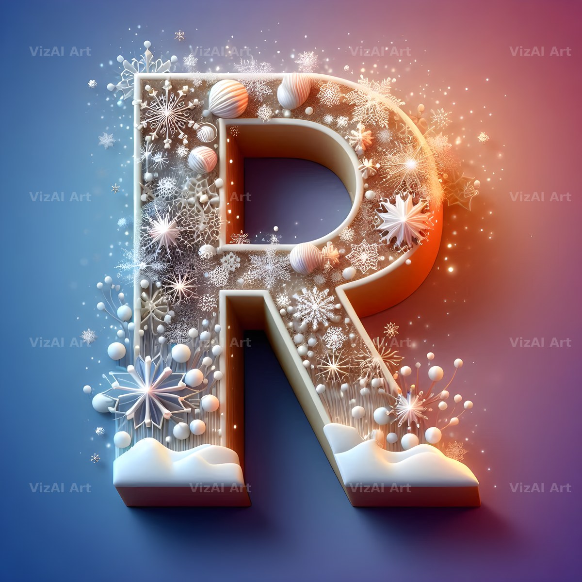 Snow alphabet letter R