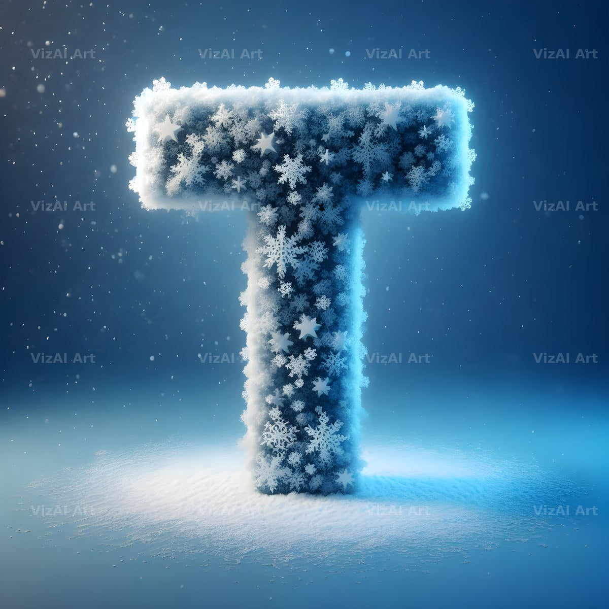 Snow alphabet letter T