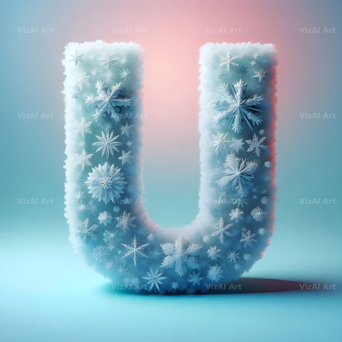 Snow alphabet letter U
