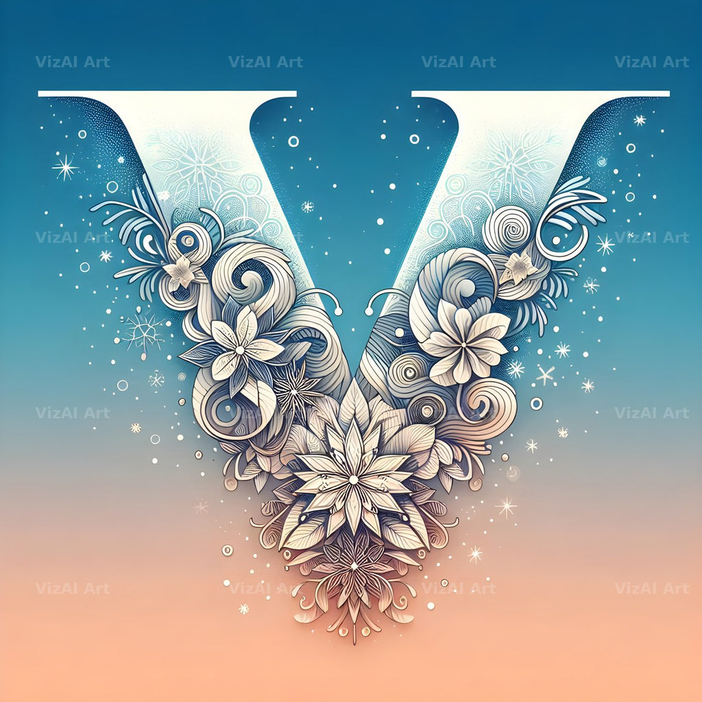 Snow alphabet letter V