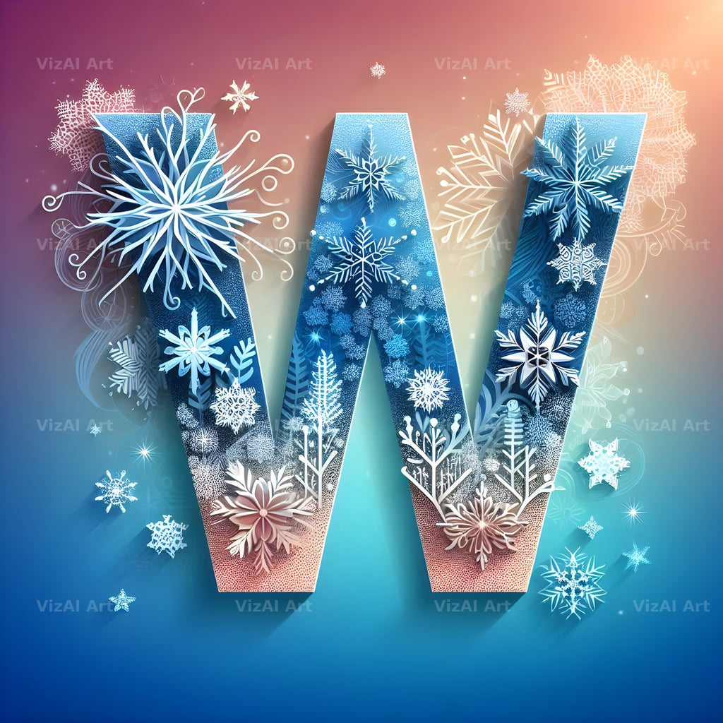Snow alphabet letter W