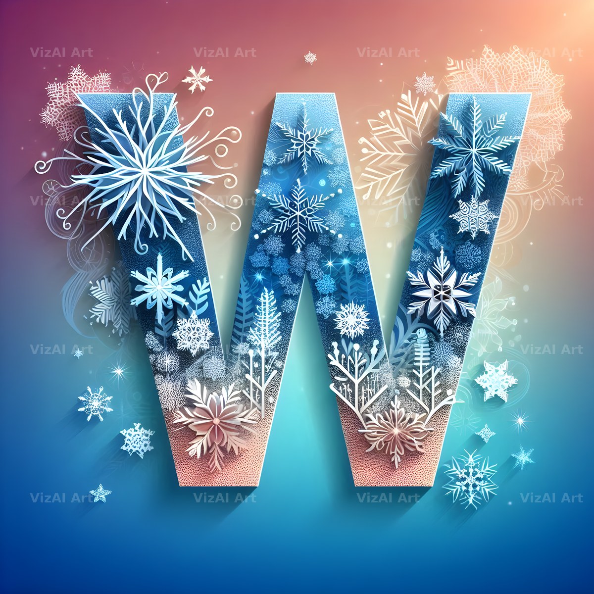 Snow alphabet letter W