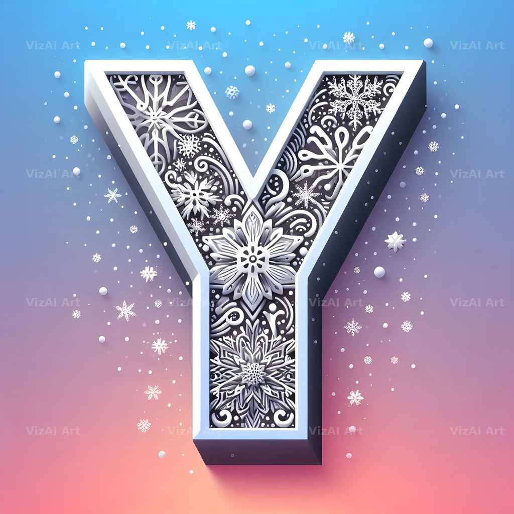 Snow alphabet letter Y