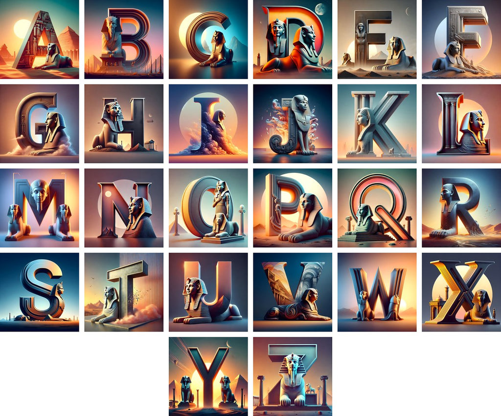 Sphinx Alphabet — choose your individual printable letter A to Z