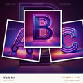 Purple Neon Tube alphabet — choose an individual printable letter