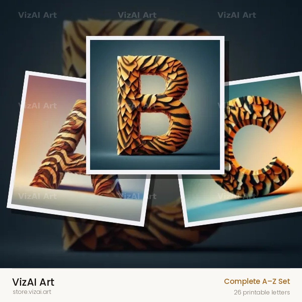 Tiger Stripe Leather alphabet — choose an individual printable letter