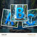 Tropical Waterfall alphabet — choose an individual printable letter