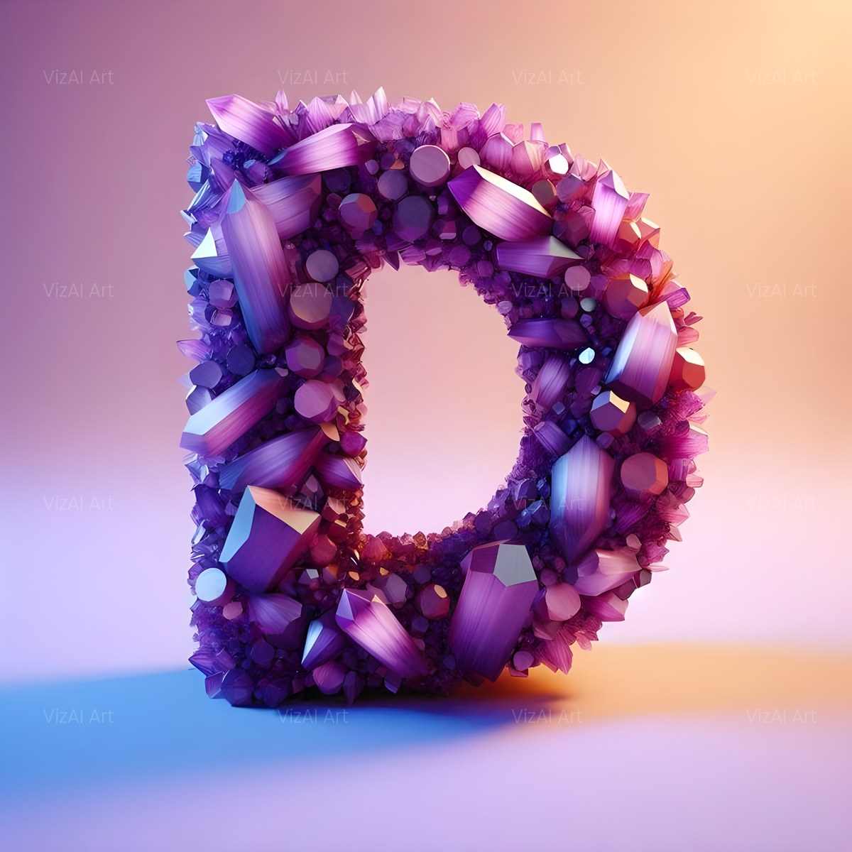 Amethyst Crystal alphabet — printable letter D