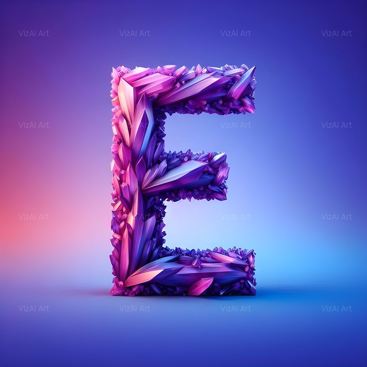 Amethyst Crystal alphabet — printable letter E