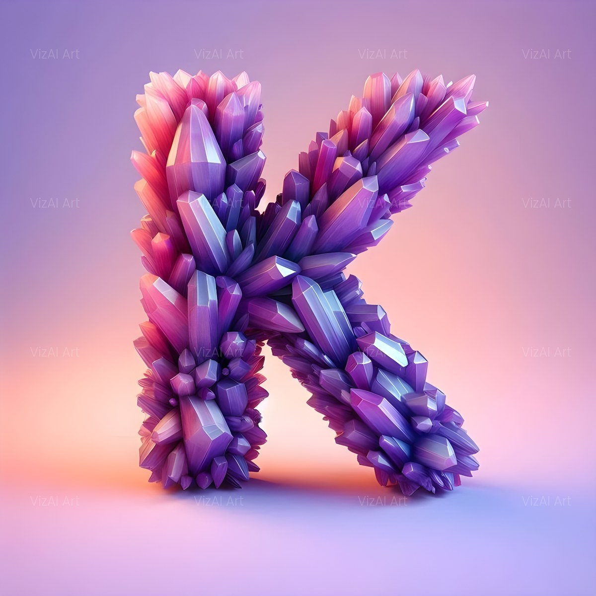 Amethyst Crystal alphabet — printable letter K