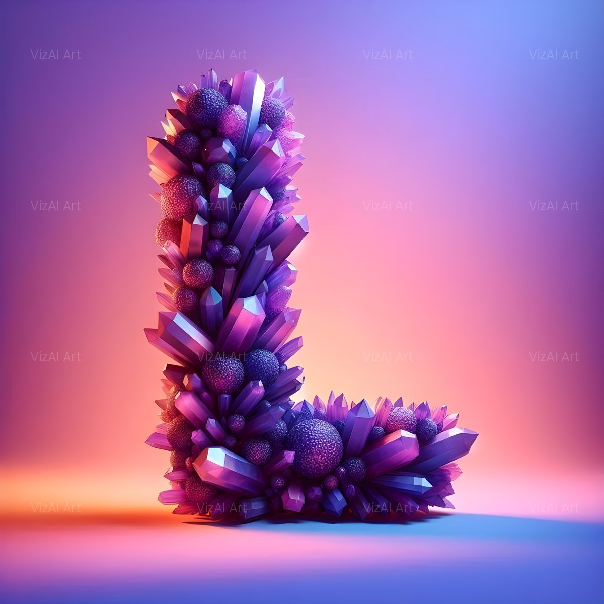 Amethyst Crystal alphabet — printable letter L
