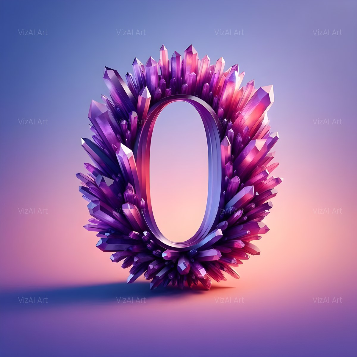 Amethyst Crystal alphabet — printable letter O