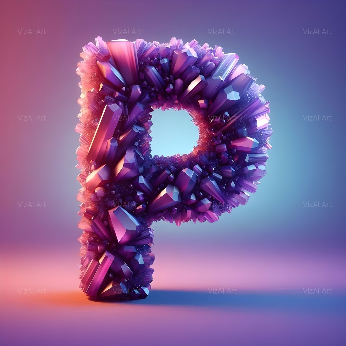 Amethyst Crystal alphabet — printable letter P