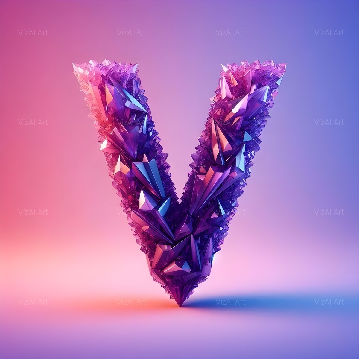 Amethyst Crystal alphabet — printable letter V