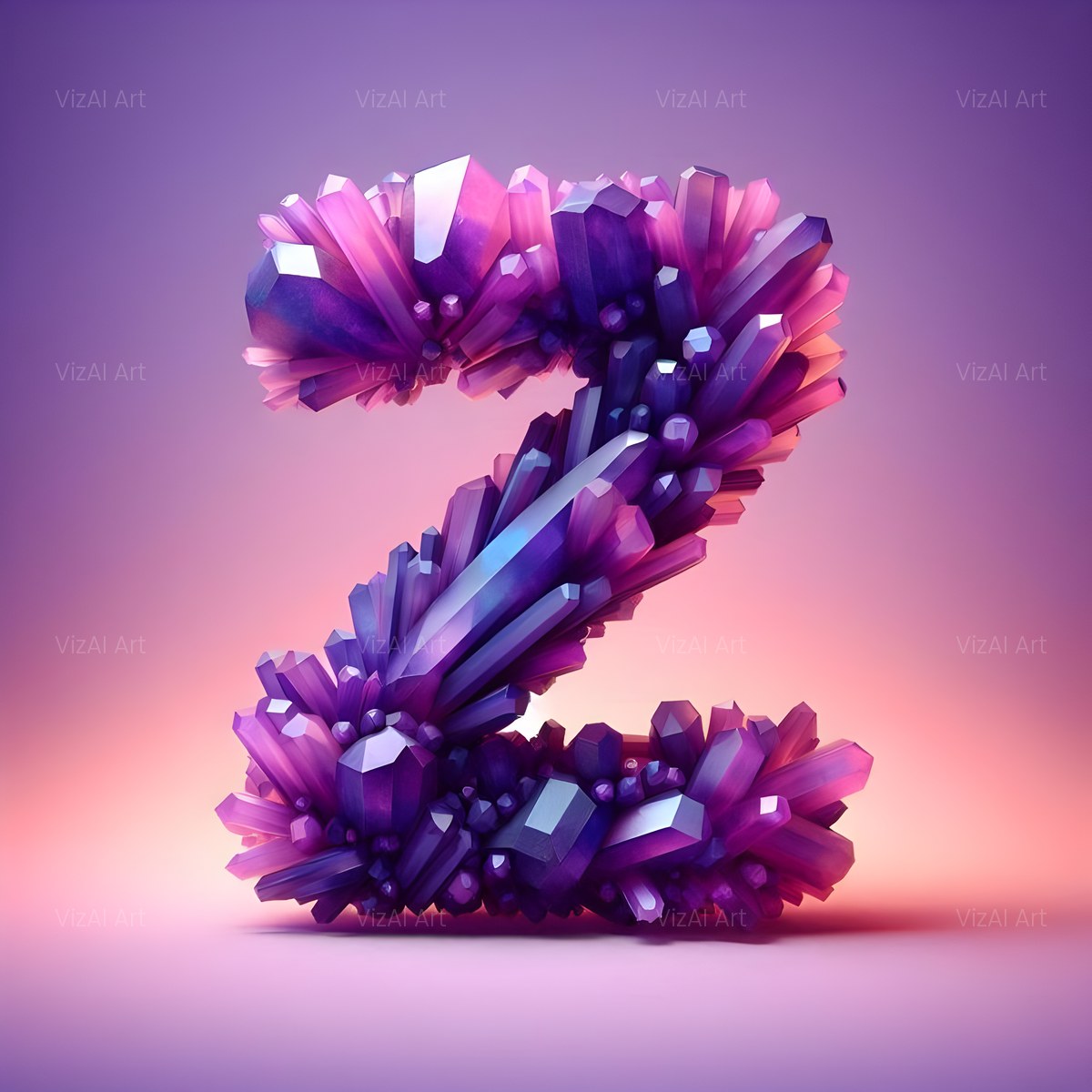Amethyst Crystal alphabet — printable letter Z