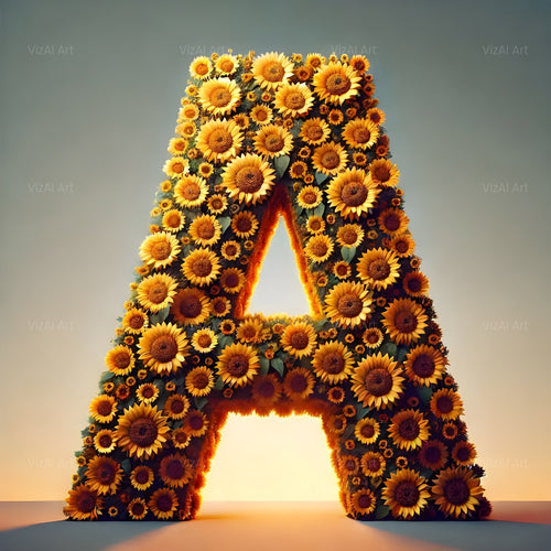 Amber Sunflower alphabet — printable letter A