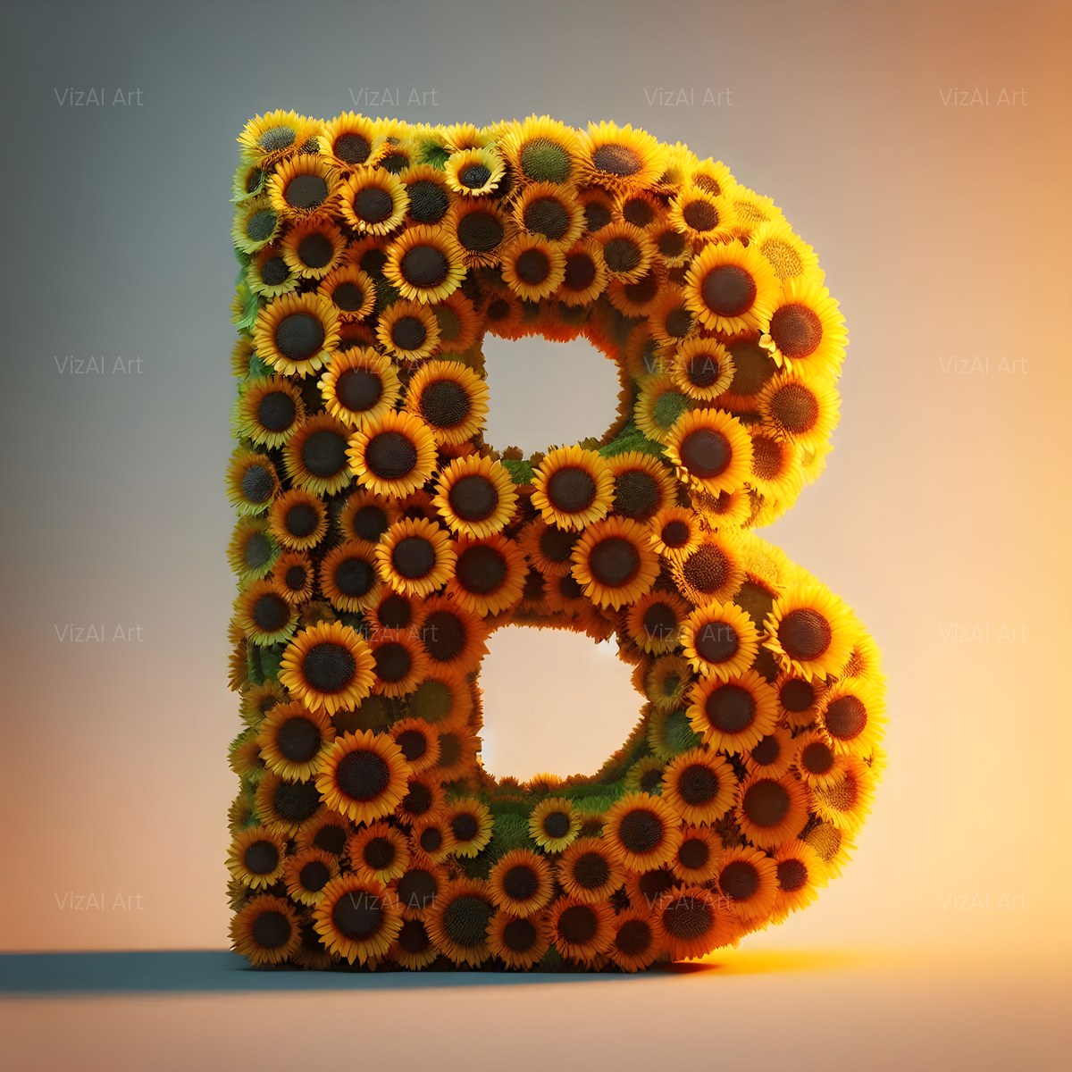 Amber Sunflower alphabet — printable letter B
