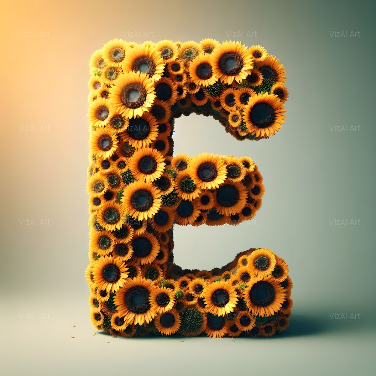 Amber Sunflower alphabet — printable letter E