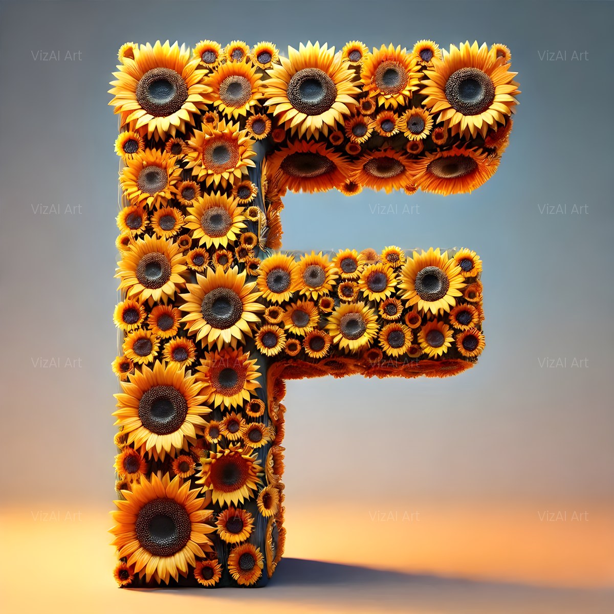 Amber Sunflower alphabet — printable letter F