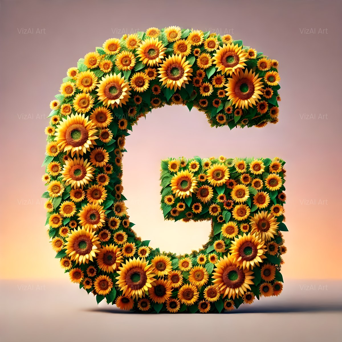 Amber Sunflower alphabet — printable letter G