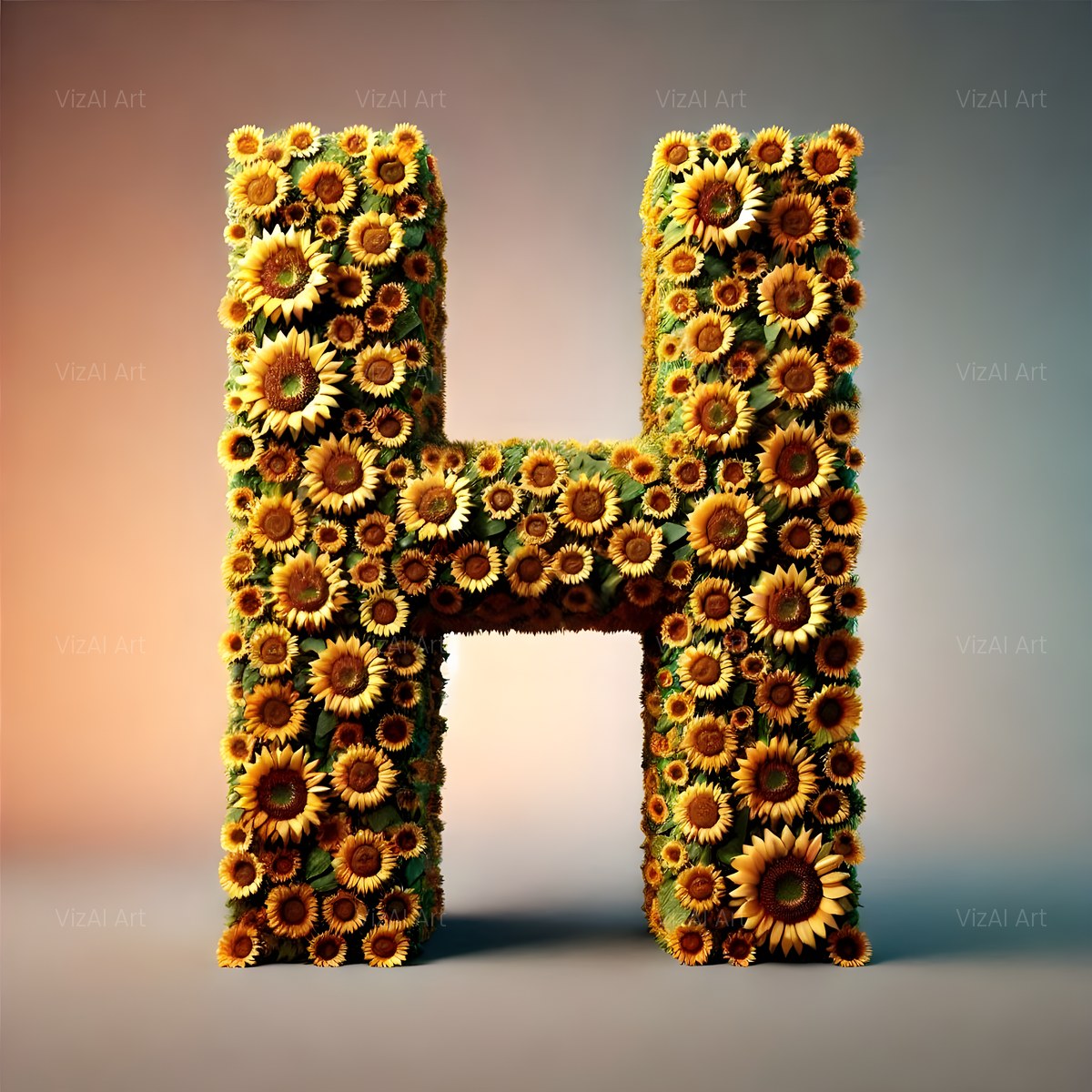 Amber Sunflower alphabet — printable letter H