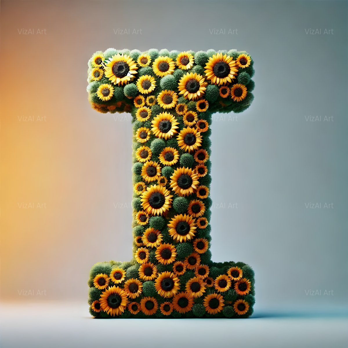 Amber Sunflower alphabet — printable letter I