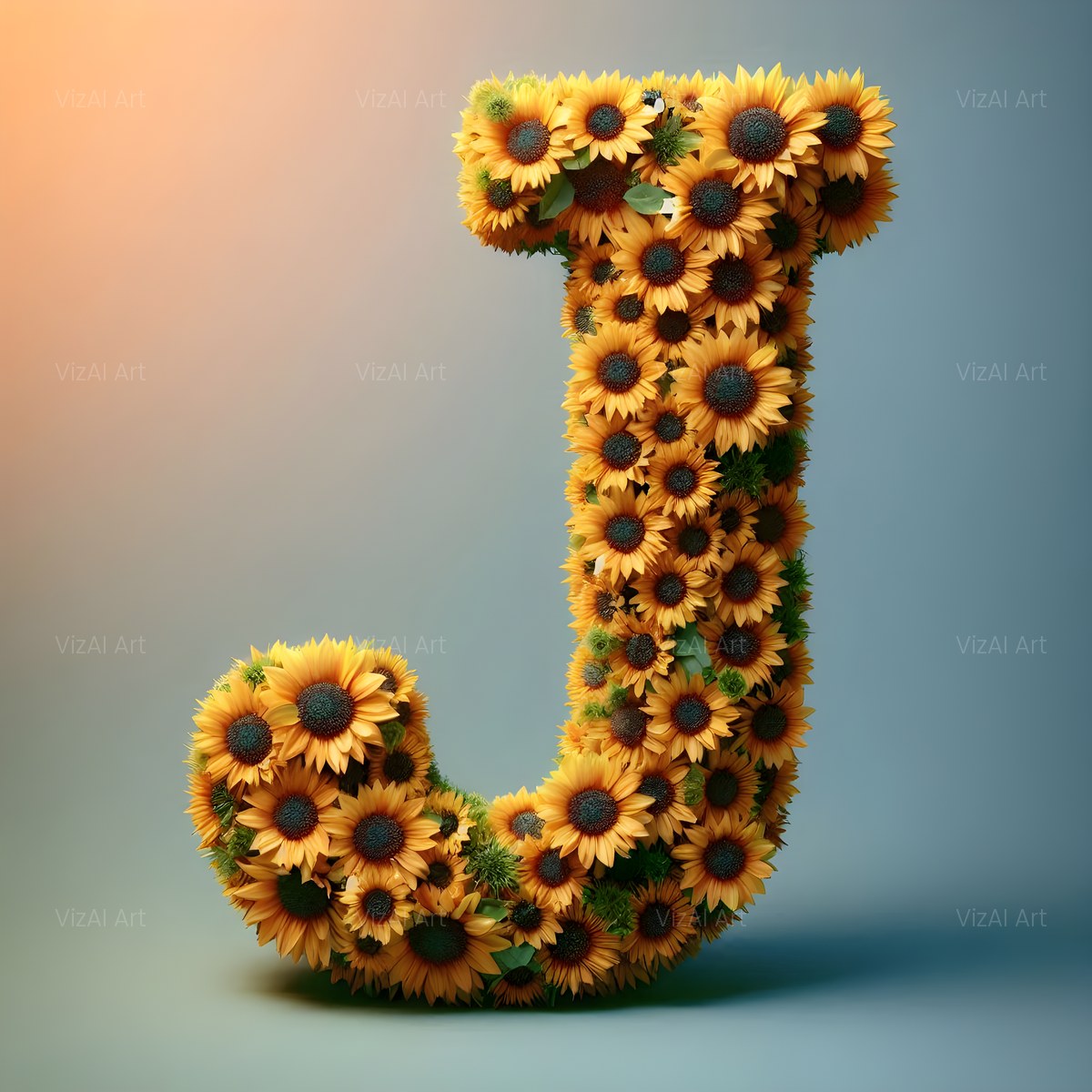 Amber Sunflower alphabet — printable letter J
