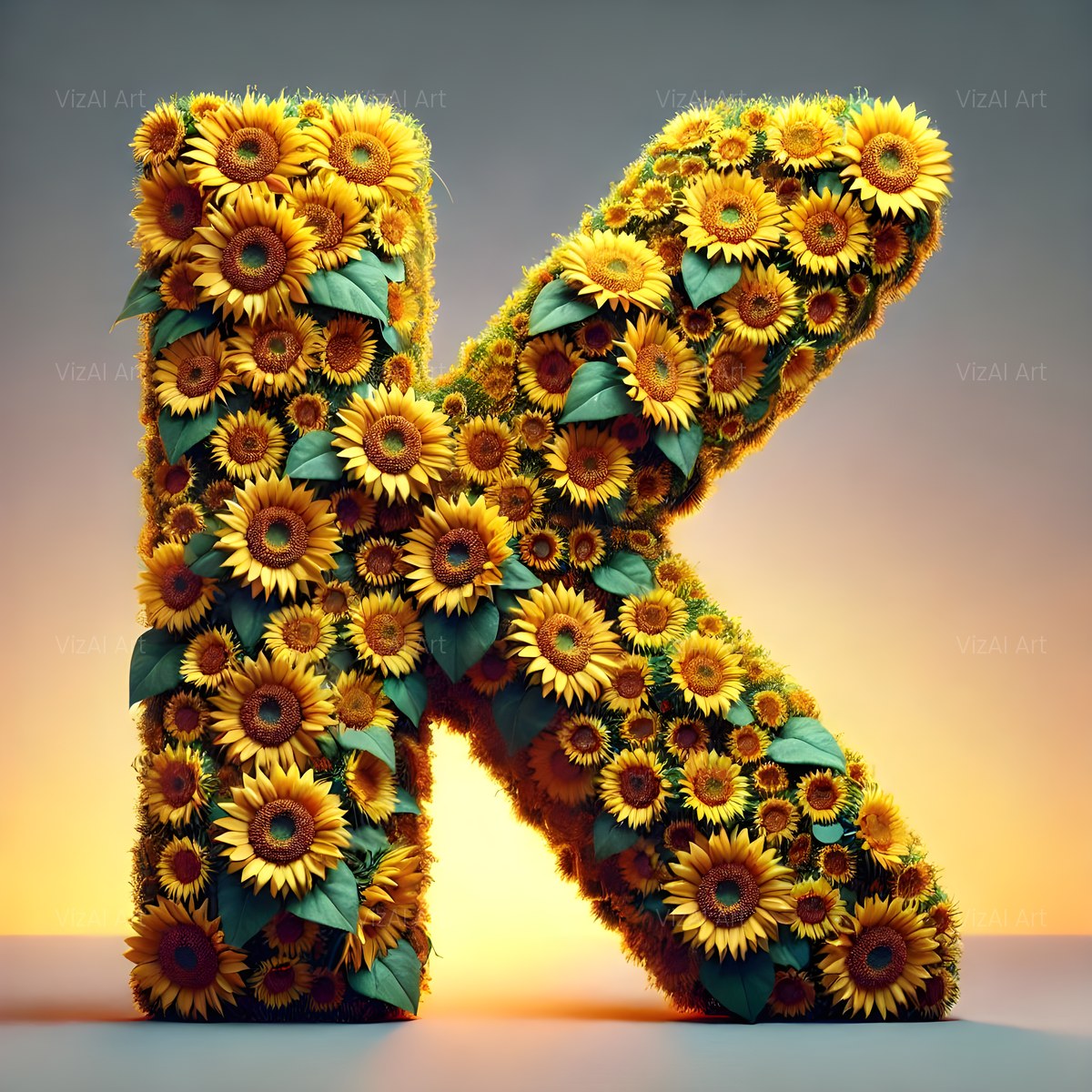 Amber Sunflower alphabet — printable letter K