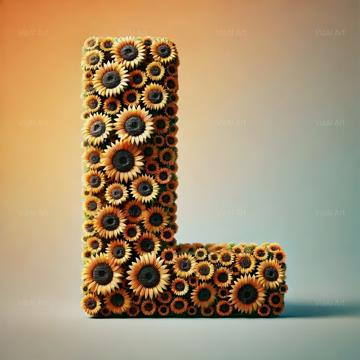 Amber Sunflower alphabet — printable letter L