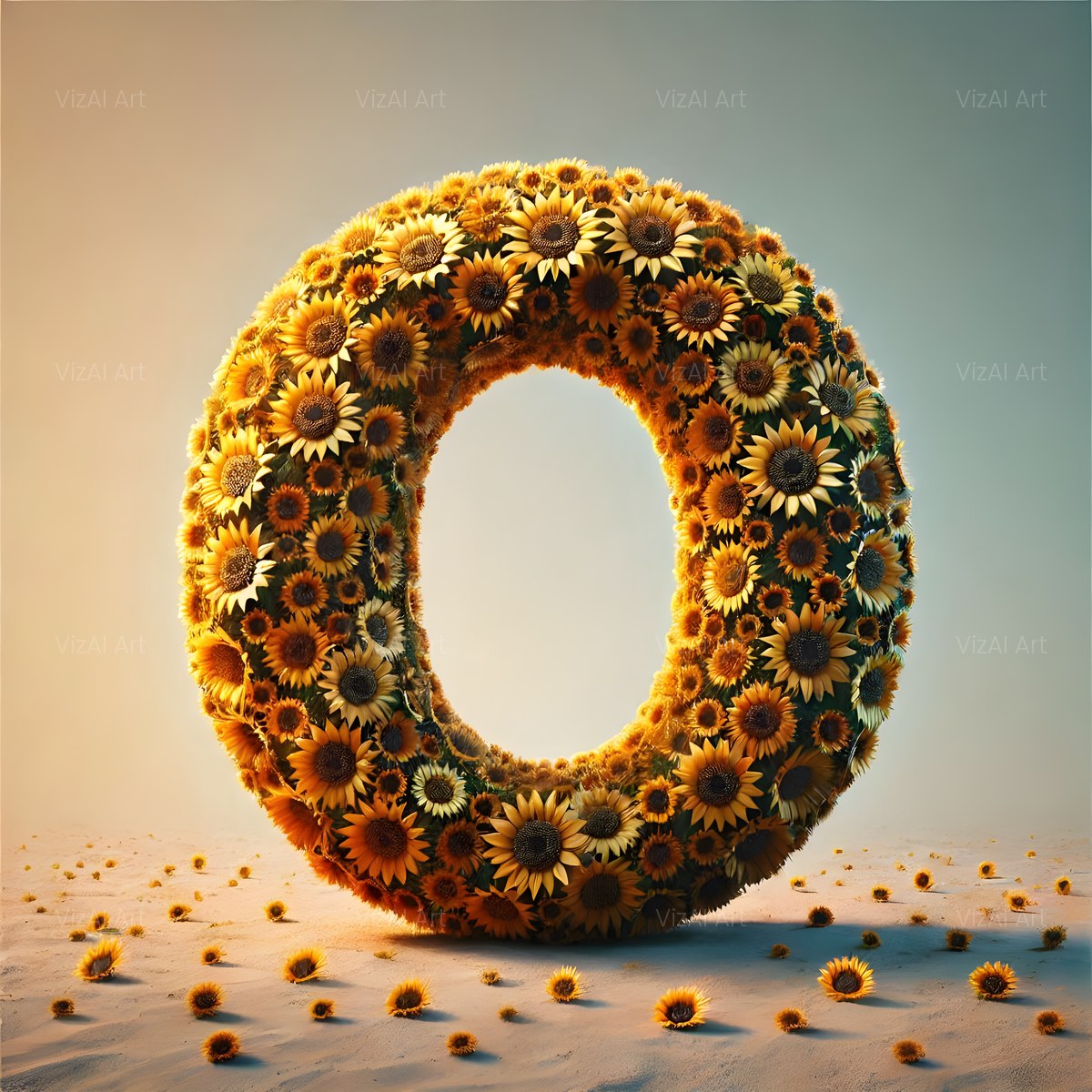 Amber Sunflower alphabet — printable letter O
