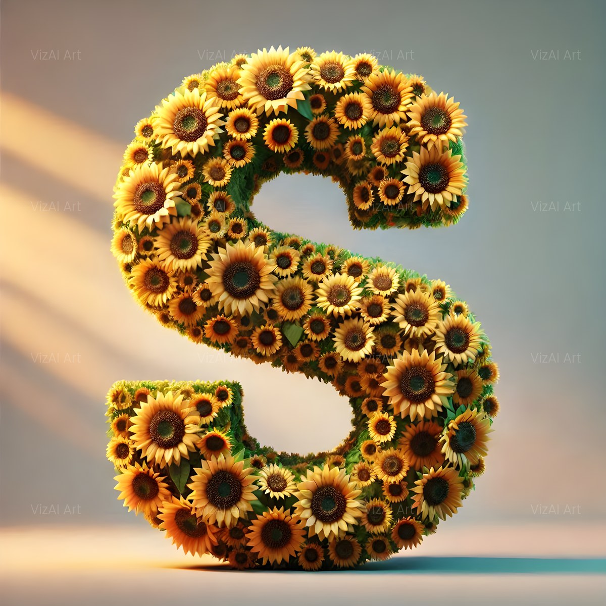 Amber Sunflower alphabet — printable letter S