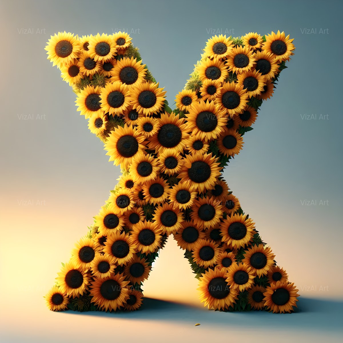Amber Sunflower alphabet — printable letter X