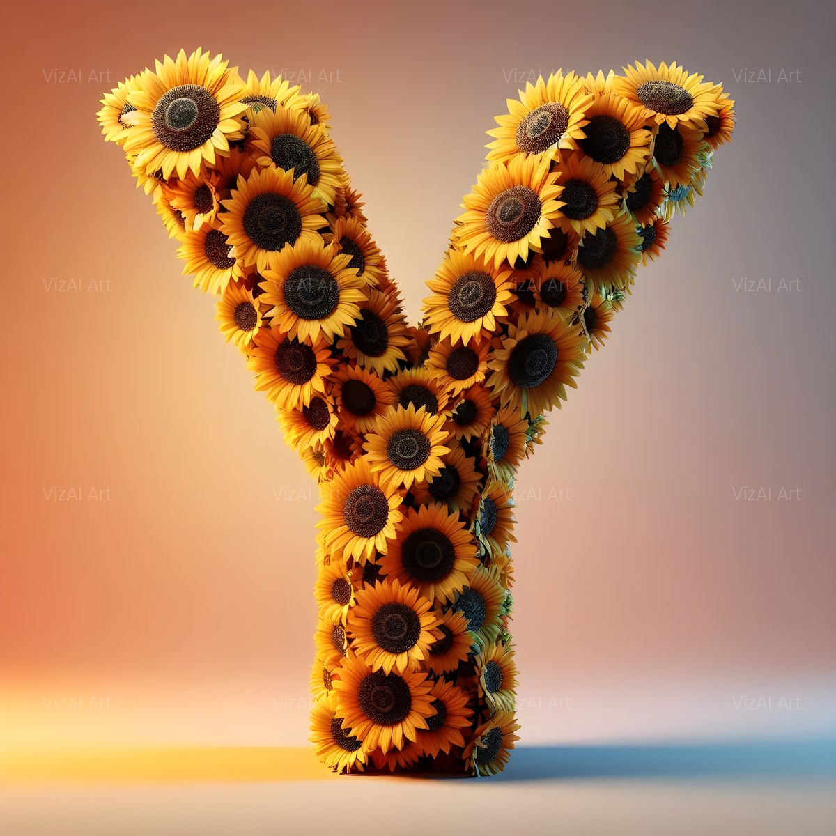 Amber Sunflower alphabet — printable letter Y