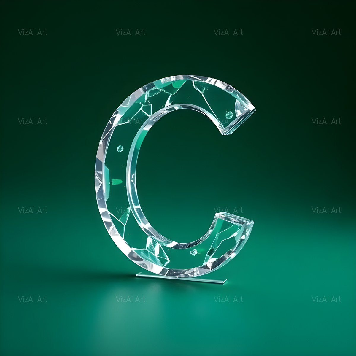 Glass Emerald Shine alphabet — printable letter C