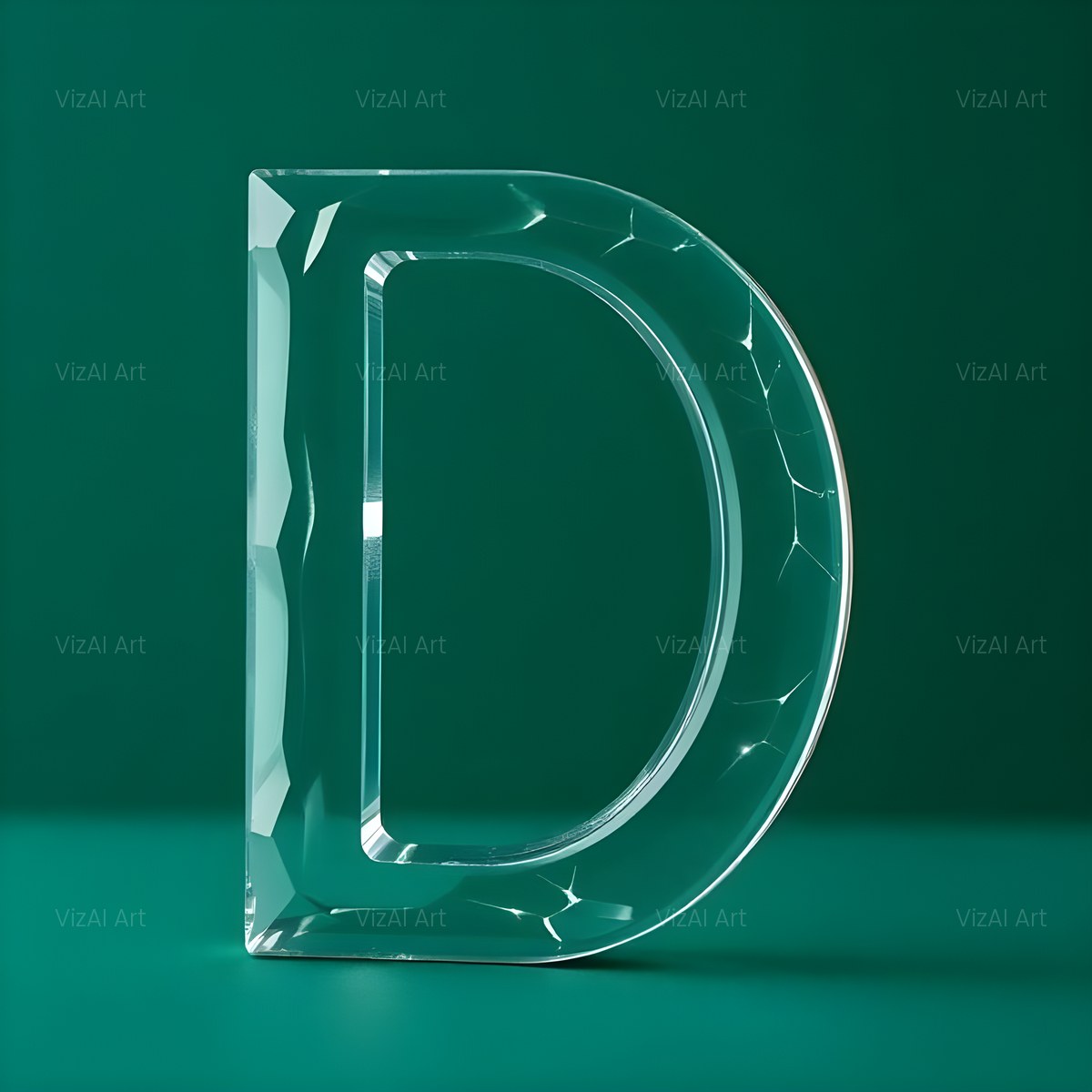 Glass Emerald Shine alphabet — printable letter D