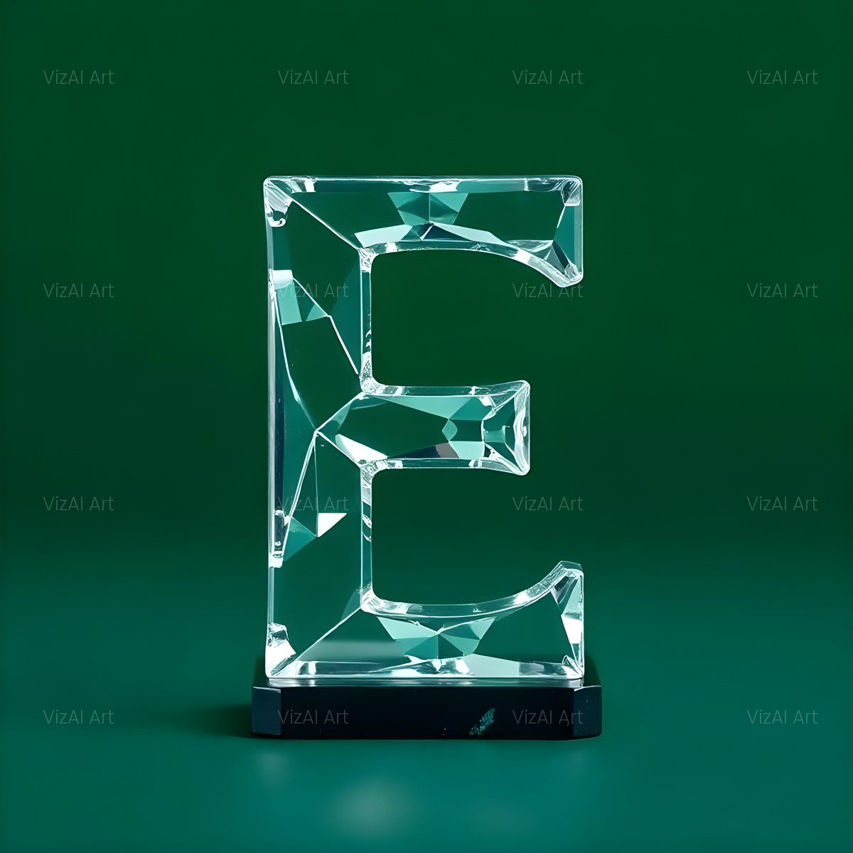 Glass Emerald Shine alphabet — printable letter E