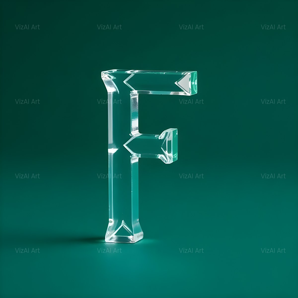 Glass Emerald Shine alphabet — printable letter F