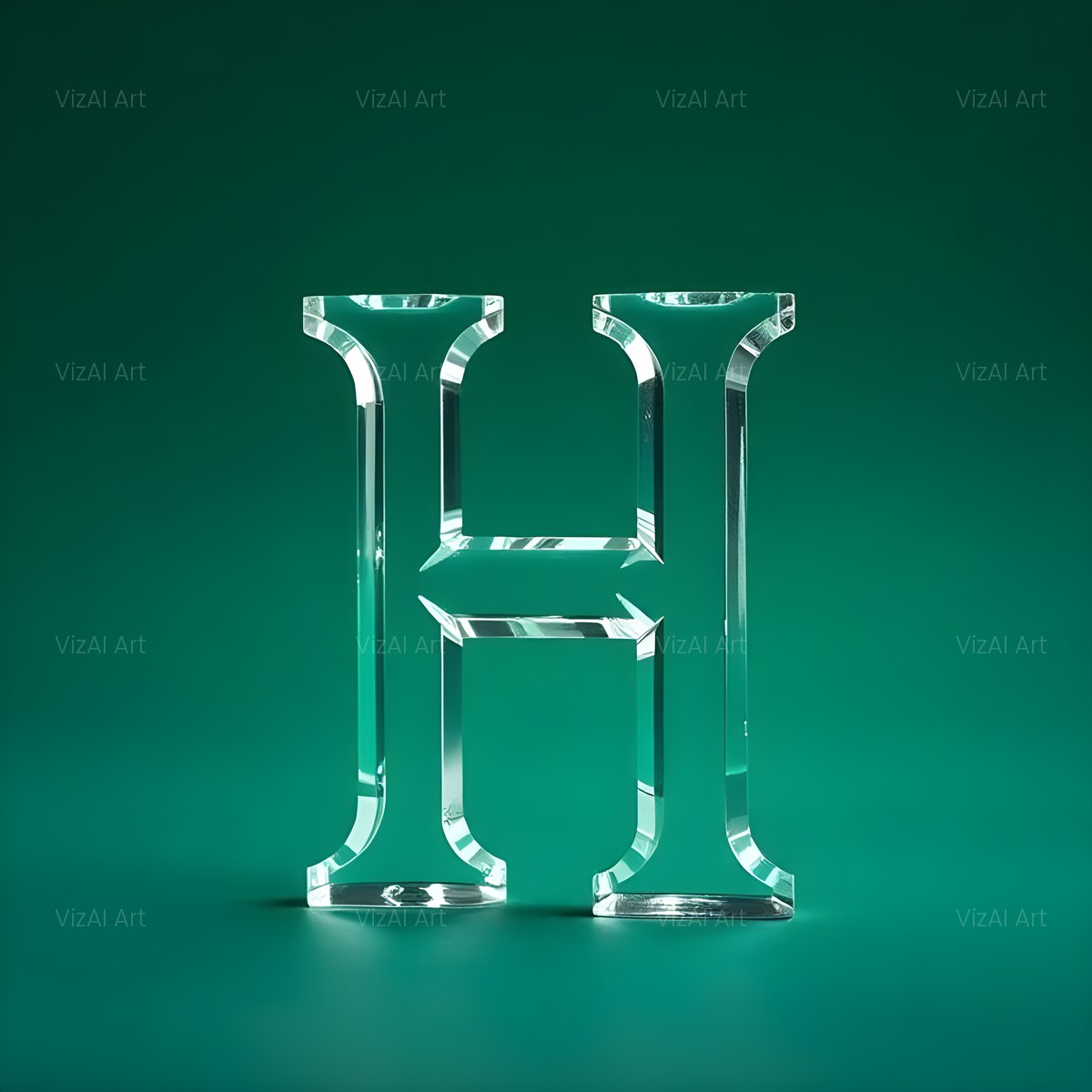 Glass Emerald Shine alphabet — printable letter H