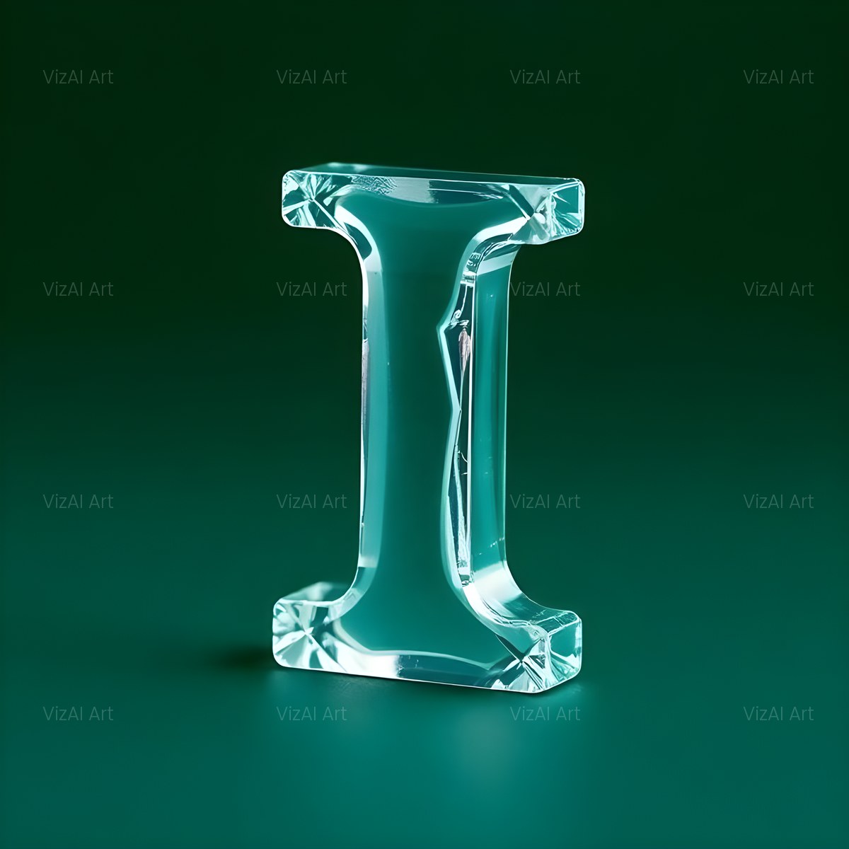 Glass Emerald Shine alphabet — printable letter I