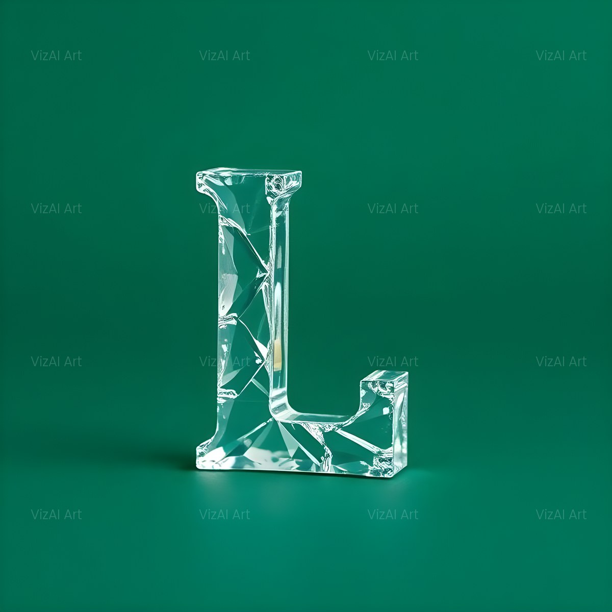 Glass Emerald Shine alphabet — printable letter L
