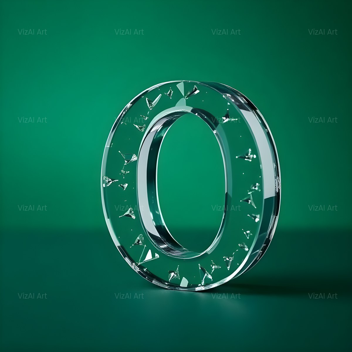 Glass Emerald Shine alphabet — printable letter O