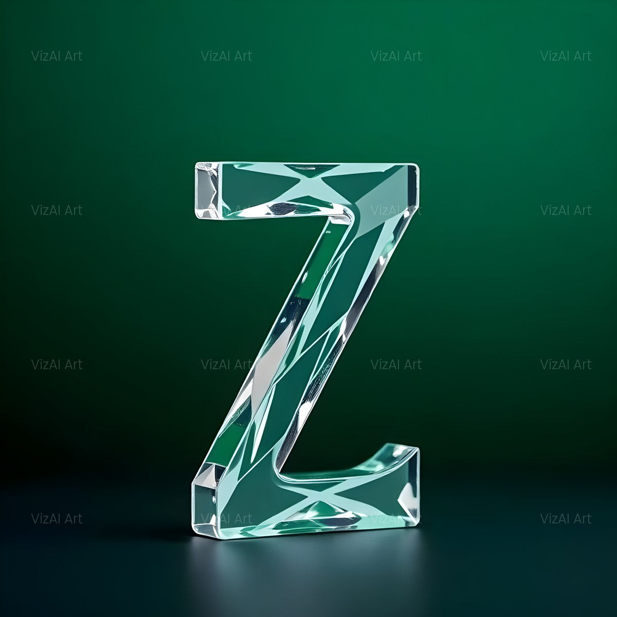 Glass Emerald Shine alphabet — printable letter Z