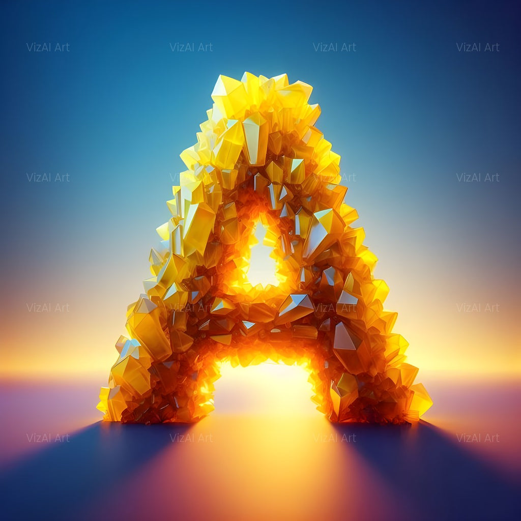 Citrine Crystal alphabet — printable letter A