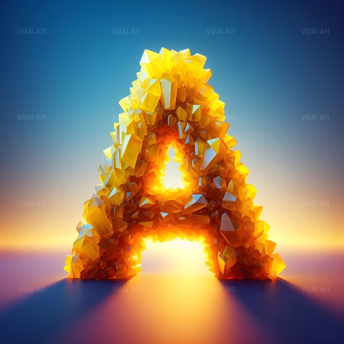 Citrine Crystal alphabet — printable letter A