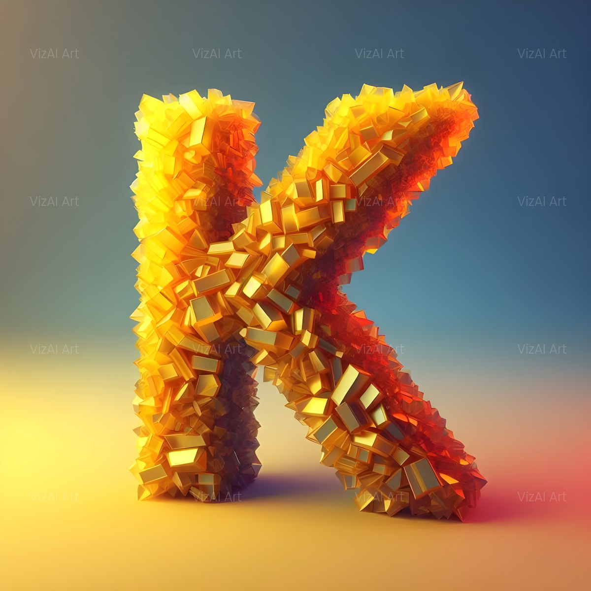 Citrine Crystal alphabet — printable letter K